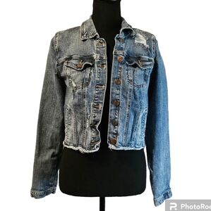 Maurices Distressed Cropped Denim Jean Jacket 99% Cotton 1% Spandex Size XS